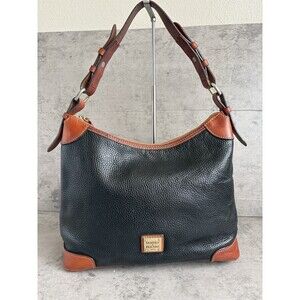Dooney & Bourke Authentic Pebble Leather Hobo Shoulder Handbag Bag - Black